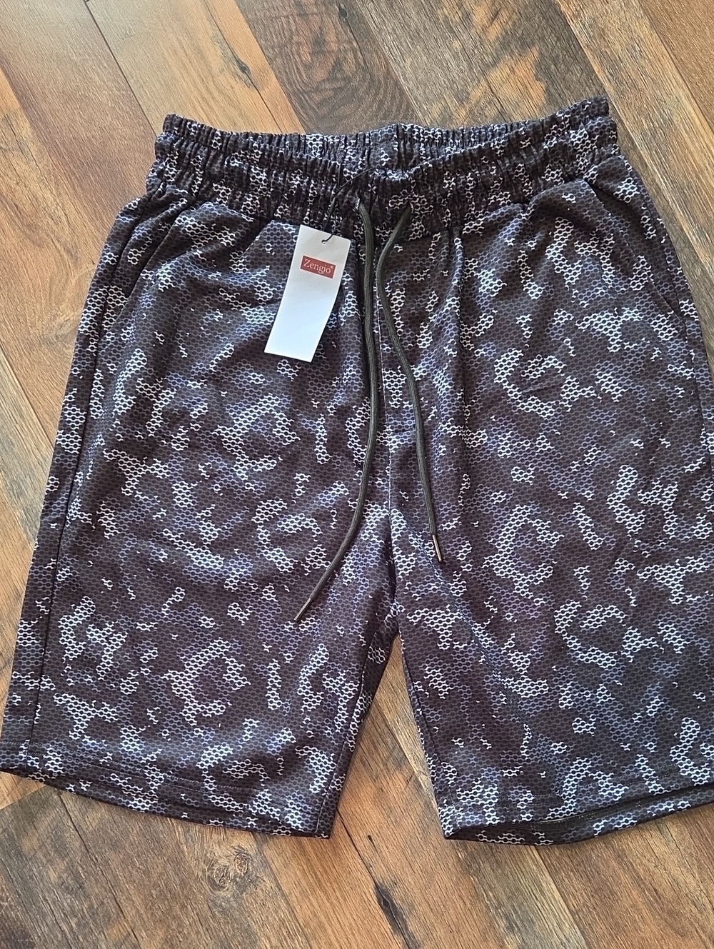 Men's Black Patterned Athletic Shorts